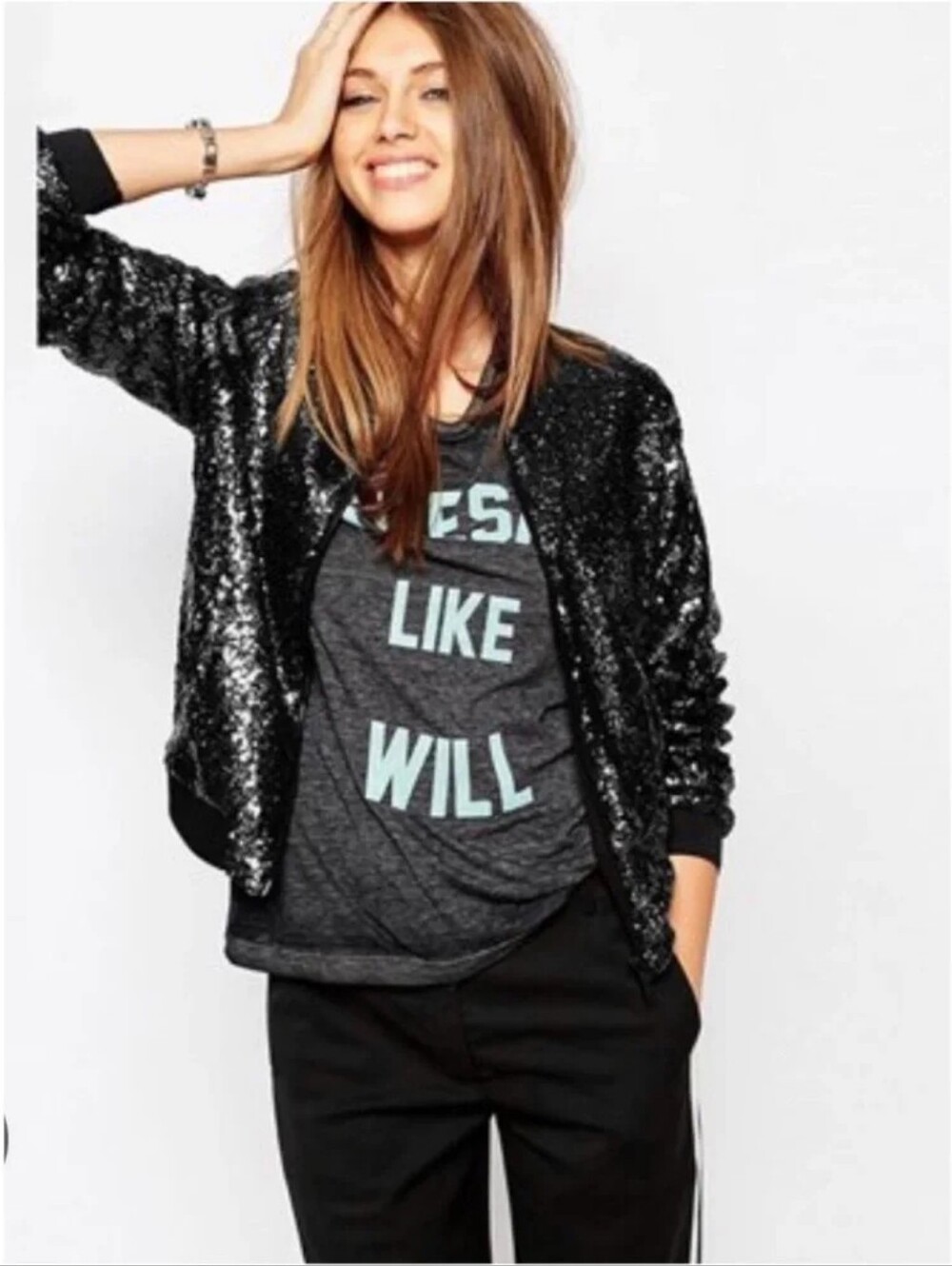 Ted Baker Brosina Ladies Reverse Sequin Black Jacket Size 1/XS